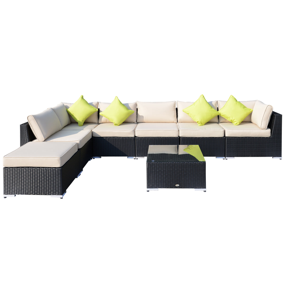 Outsunny 8 Piece Rattan Corner Sofa Set in Black
