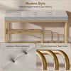 HOMCOM Bench and Shoe Storage, Tufted Shoe Storage Bench with Velvet Seat Cushion Gold Steel Frame for Entryway, Grey