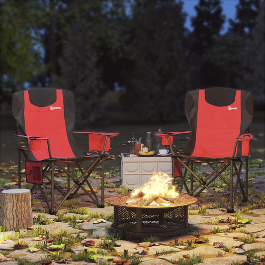 Outsunny Set of 2 Folding Camping Chairs in Red