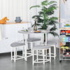 HOMCOM Modern Round Dining Table Set with 4 Upholstered Stools for Dining Room, Kitchen, Grey