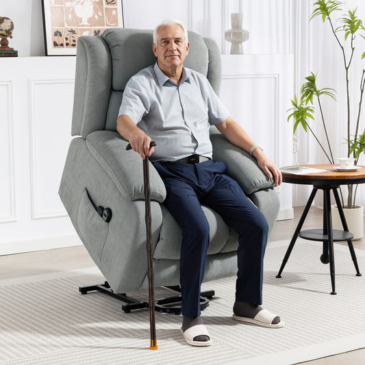 HOMCOM Power Lift Recliner Chair with Vibration Massage in Light Grey
