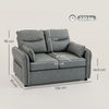HOMCOM 2 Seater Sofa, Faux Leather Loveseat - Grey
