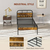 HOMCOM Industrial-Style Single Bed Frame - Black/Brown
