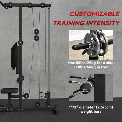 SPORTNOW Pull Up Station, Power Cage with Adjustable Seat, for Home Gym - Black