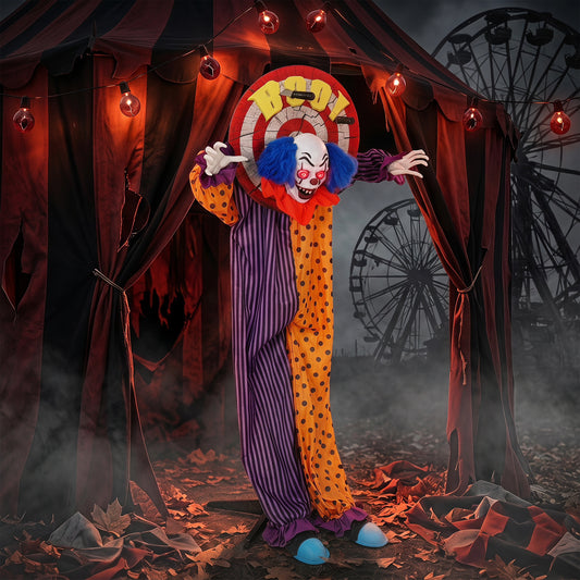 HOMCOM 167 cm Life Size Animated Clown Halloween Decoration in Multi-coloured