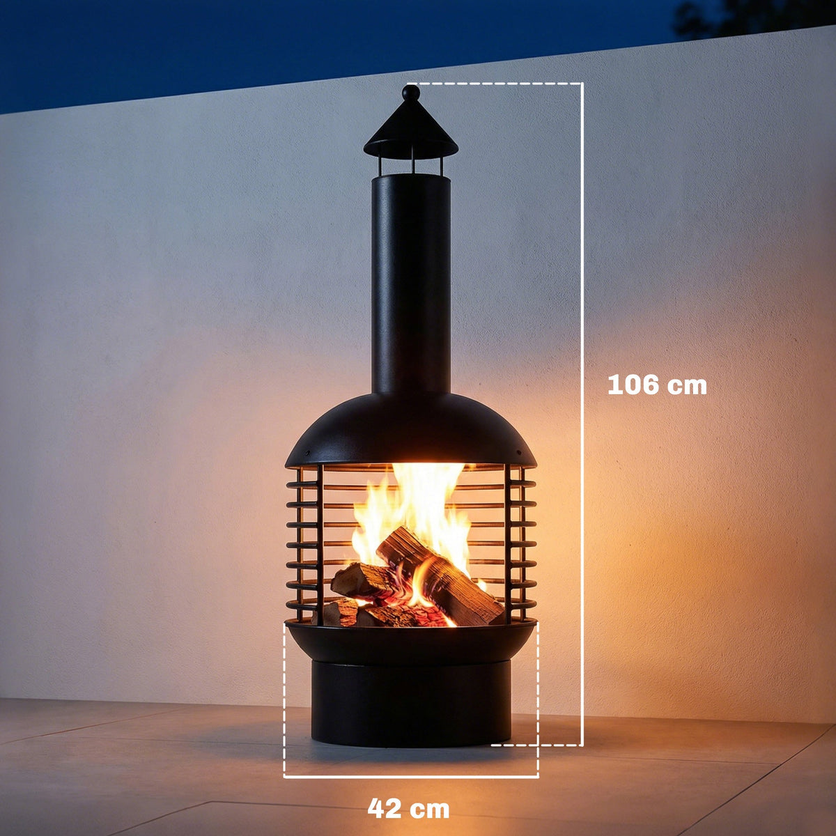 Outsunny Chimney Fire Pit in Black