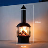 Outsunny Chimney Fire Pit, Portable Wood Burning Firepit with Poker, Charcoal Grid, Outdoor Fireplace for Garden Patio, Black