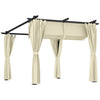Outsunny 3 x 3 m Retractable Roof Pergola, with Curtains - Beige