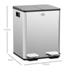 HOMCOM 40L Dual Compartment Stainless Steel Bin, with Deodoriser Holders - Silver Tone