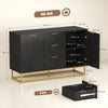 HOMCOM Sideboard with 3 Drawers and Adjustable Shelves for Living Room - Black