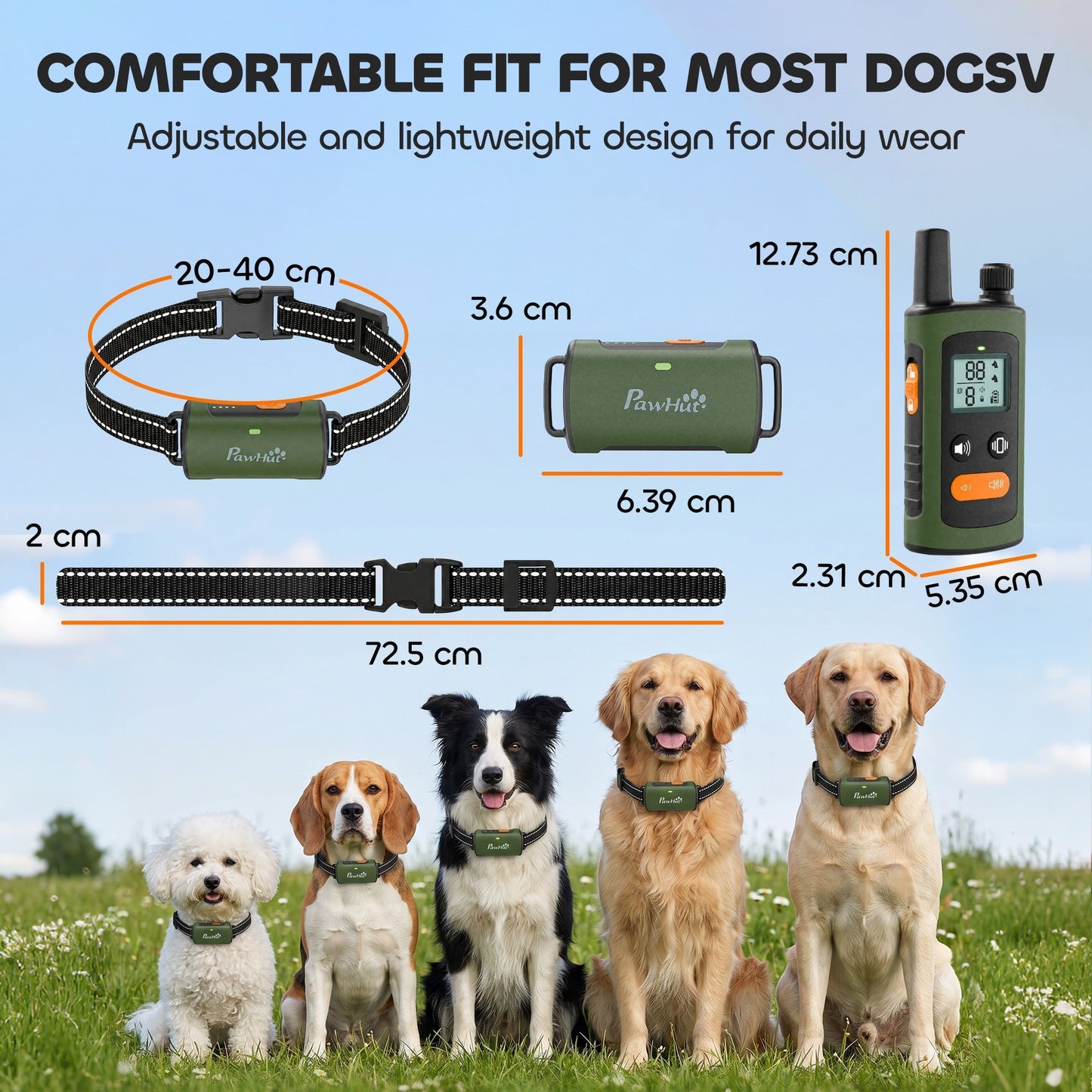 PawHut Dog Training Collar with 3200Ft Remote Range, Anti Barking Device with 3 Modes, IPX7 Waterproof, Rechargeable