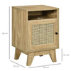 HOMCOM Narrow Rattan Nightstand, Side End Table with Shelf and Cupboard, 39cm x 35cm x 60cm, Natural