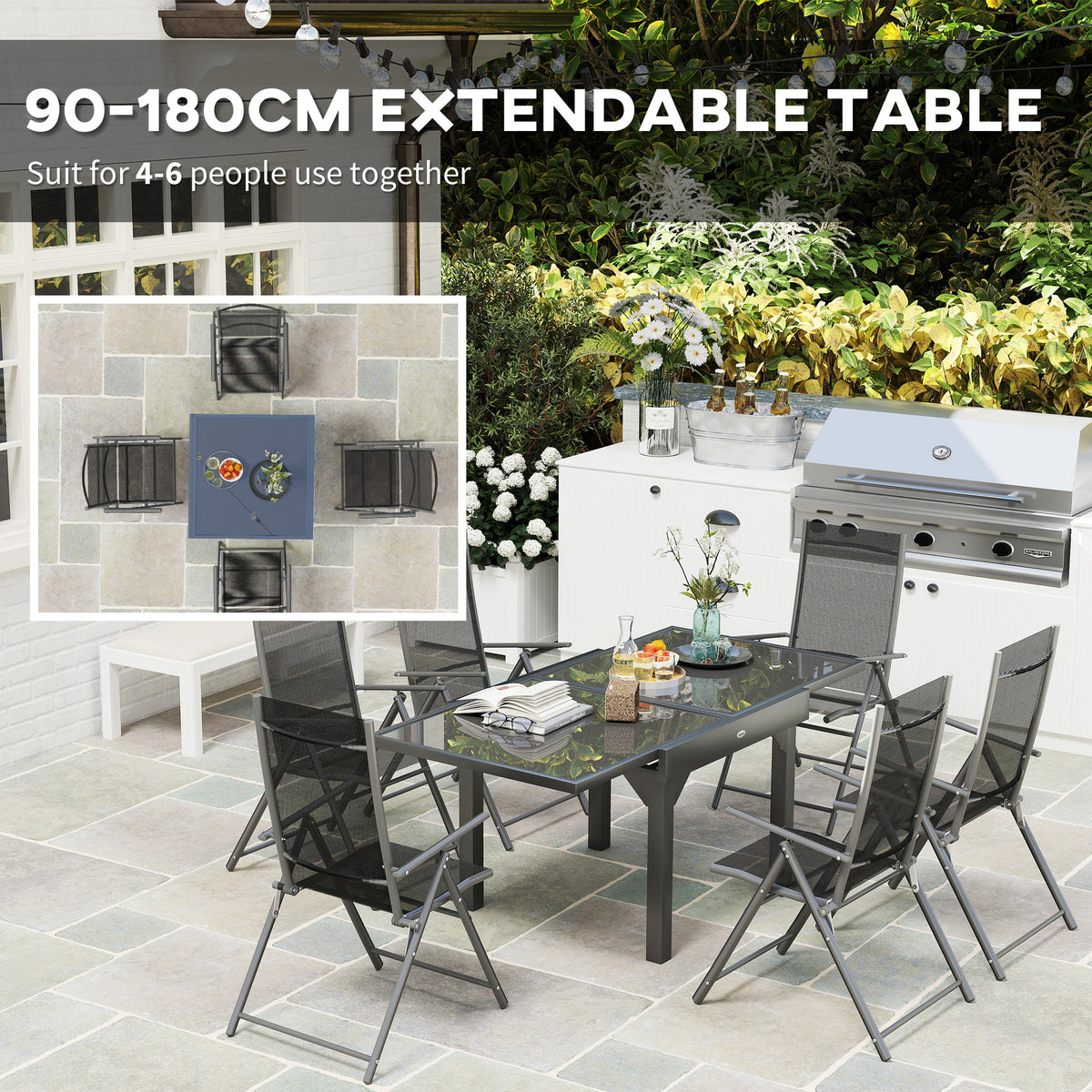 Outsunny 7 Piece Outdoor Dining Set