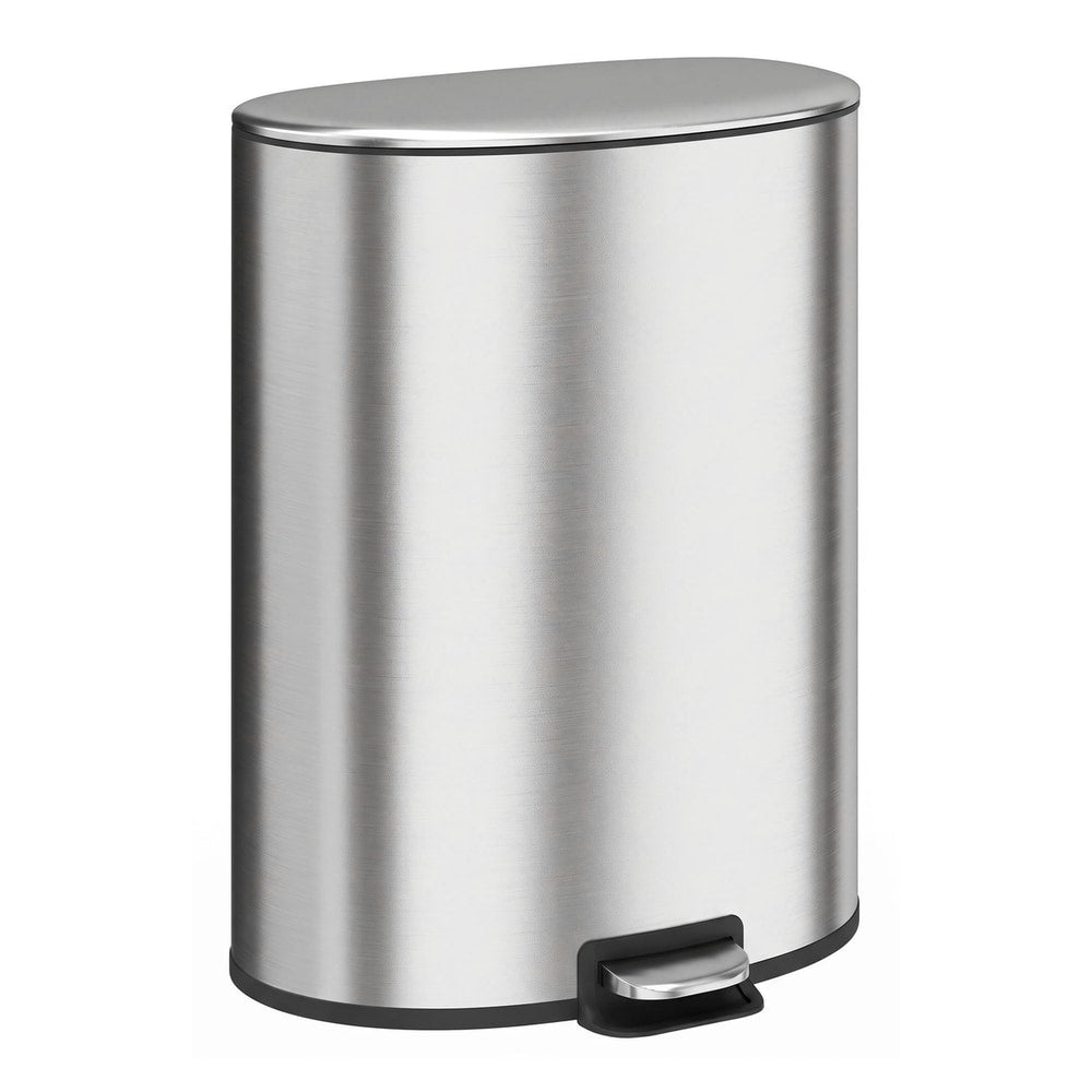HOMCOM 50L Kitchen Pedal Bin, Rubbish Bin with Soft-Close and Stay-Open Lid, Removable Inner Bucket, Silver Tone