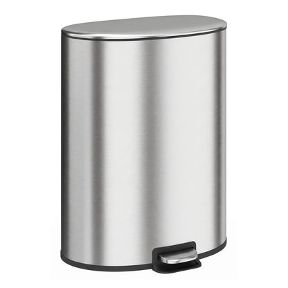 HOMCOM 50L Kitchen Pedal Bin, Rubbish Bin with Soft-Close and Stay-Open Lid, Removable Inner Bucket, Silver Tone