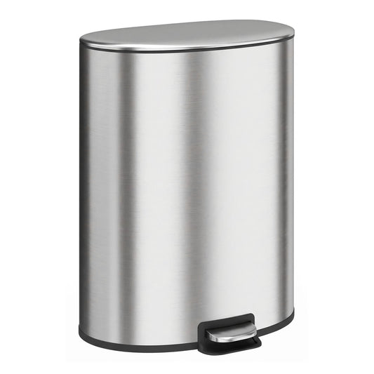 HOMCOM 50L Kitchen Pedal Bin, Rubbish Bin with Soft-Close and Stay-Open Lid, Removable Inner Bucket, Silver Tone
