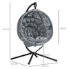 Outsunny Round Egg Basket Chair, with Steel Stand, Charcoal Grey