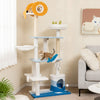 Ocean-themed Cat Tree Tower with Sisal Covered Scratching Posts-Blue