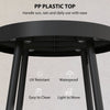 Outsunny 49.5 cm Round Garden Table, Small Outdoor Coffee Side Table with Plastic Tray-Style Top, Metal Legs, Black