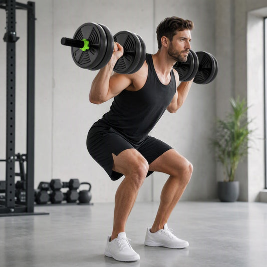 SPORTNOW 15 kg 3-in-1 Adjustable Dumbbell & Barbell Set in Green