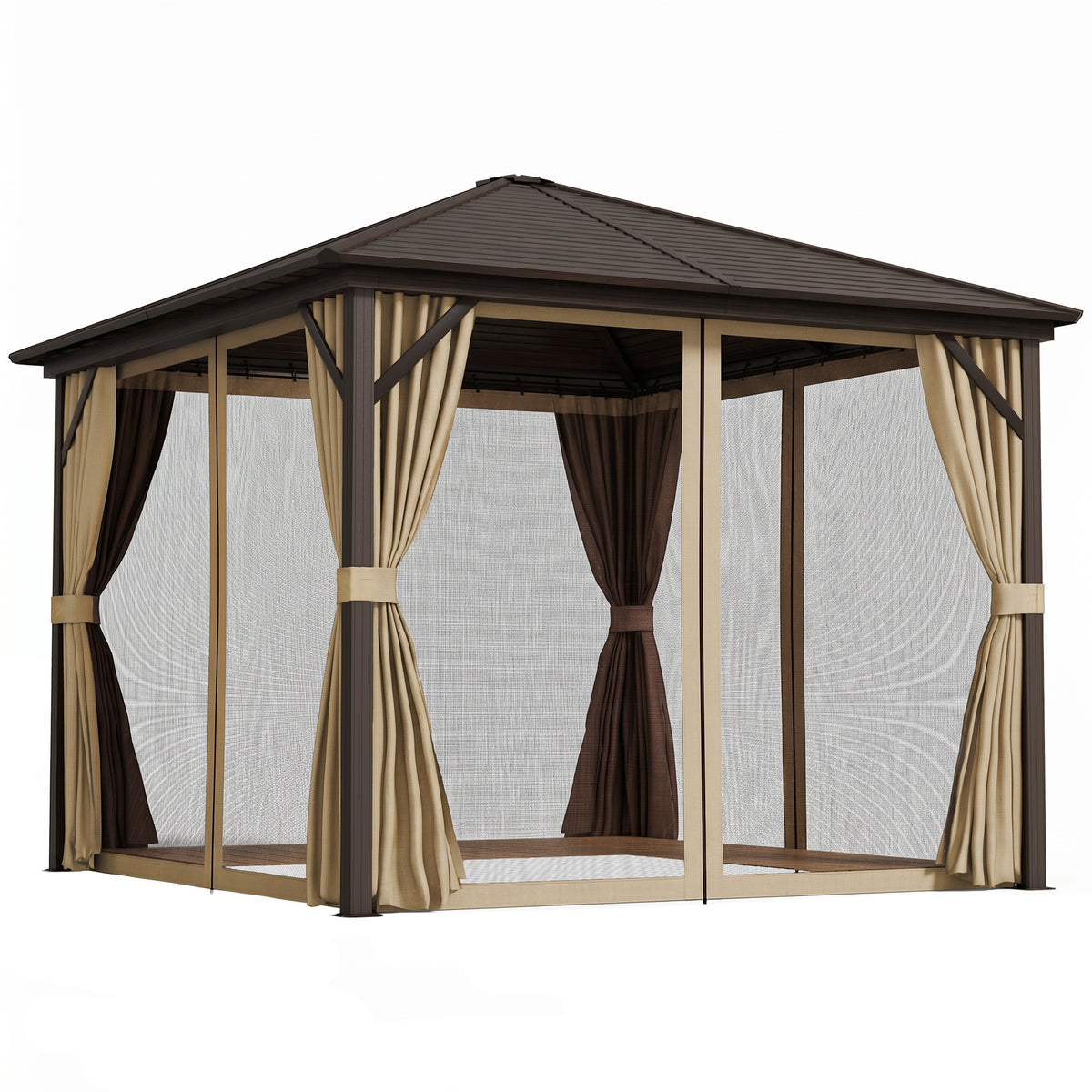 Outsunny Metal Hardtop Gazebo in Brown