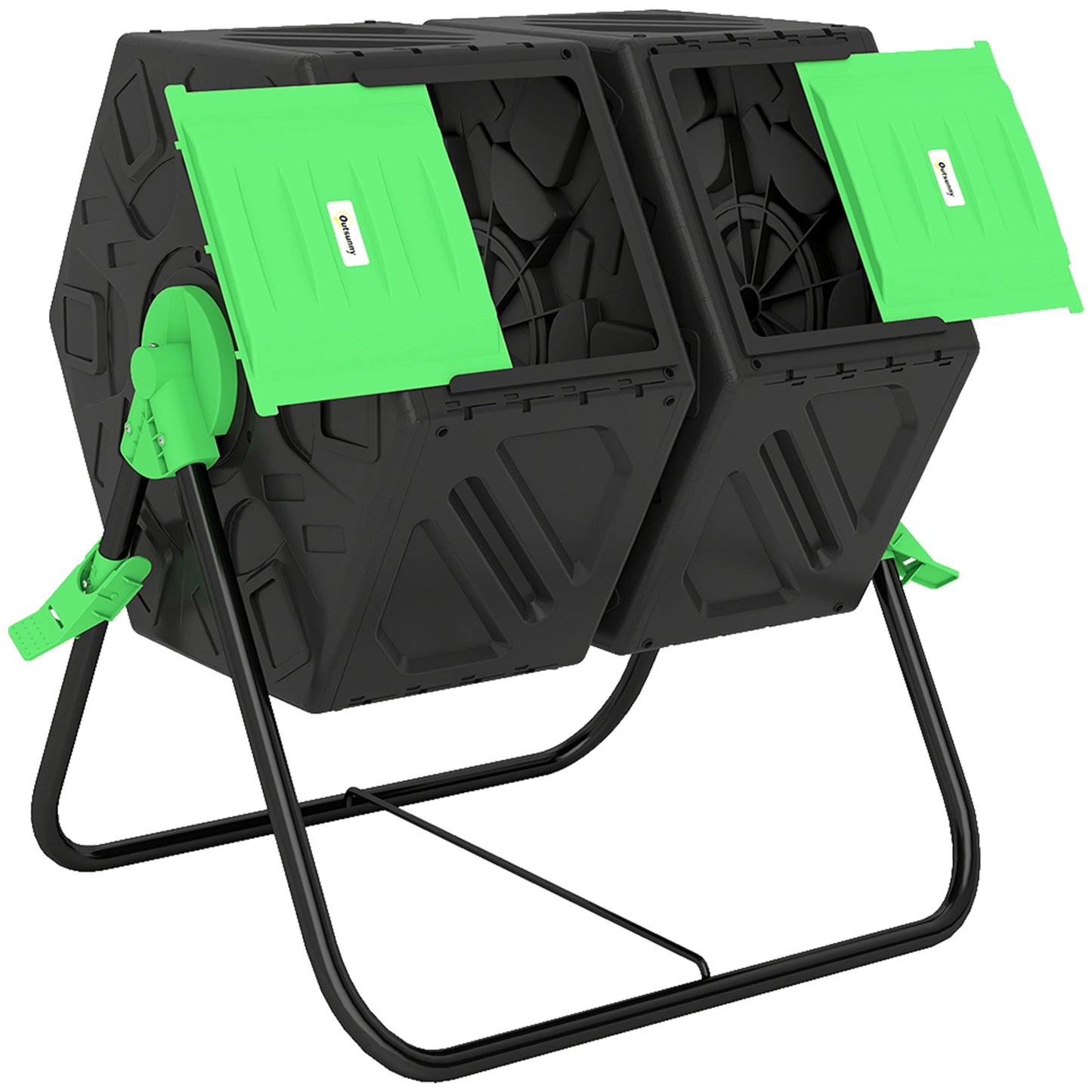 Outsunny 130L Double Chamber Composter - Black