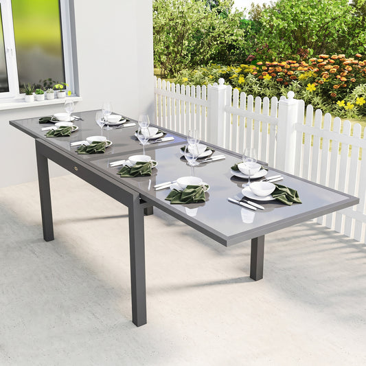 Outsunny Extending Garden Table for 6-10 in Grey