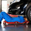 DURHAND Mechanic Vehicle Creeper, Under-Car Rolling Crawler Board, with Headrest, Wheels, Red