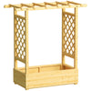 Outsunny Garden Planter with Trellis, Wooden Raised Bed for Garden with Hanging Roof and Drainage Holes, Outdoor Trellis Planter Box for Vegetables, Herbs and Flowers, 110 x 44 x 113 cm, Natural
