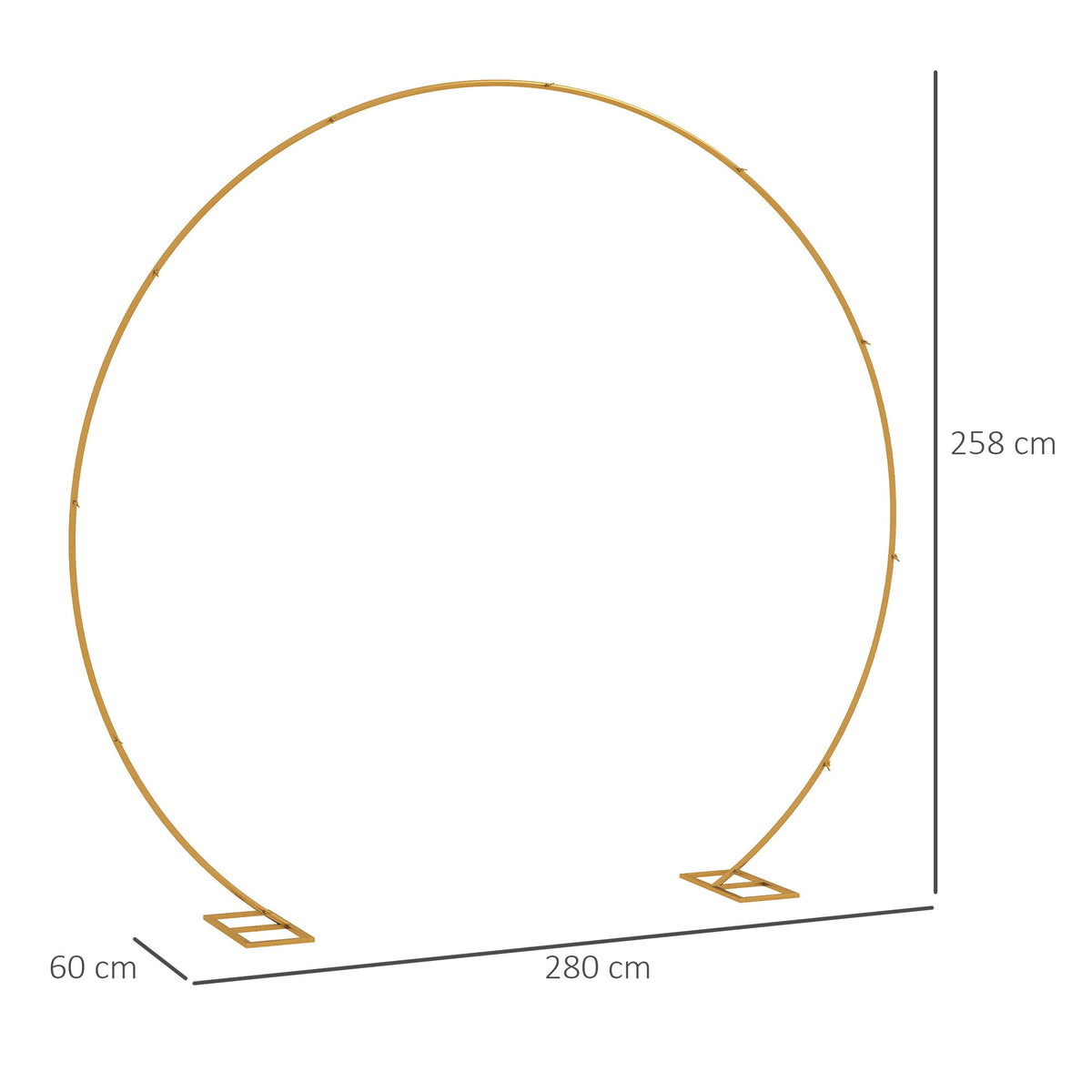 Outsunny 280cm Gold Backdrop Stand, Round Metal Wedding Arch for Birthday Party, Bridal Shower, Graduation, Ceremony