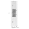 kleankin Line Embossed Tall Bathroom Storage Cabinet - White