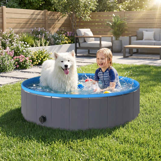 PawHut Foldable Dog Pool in Dark Grey