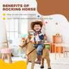 HOMCOM Kids Ride On Standing Horse Cuddly Toy Children Plush Soft Pony Gift w/ Neigh Sound or 2 Years and Up Beige