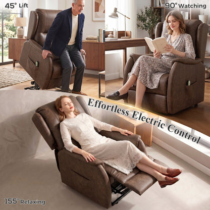 HOMCOM Power Lift Recliner Chair, Dual Motor Electric Lift Chair for Elderly with Remote Control, Brown