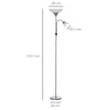 HOMCOM LED Floor Lamp for Living Room, 180cm Tall Standing Lamp, Mother and Child Uplighter with Adjustable Gooseneck, Silver Tone