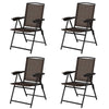 Set of 4 Patio Folding Chairs Portable Garden Armchairs Adjustable