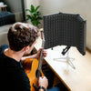 HOMCOM Studio Microphone Isolation Shield, Foldable Adjustable Recording Studio Equipment, 3-Panel High Density Absorbent Foam Shield with 3/8