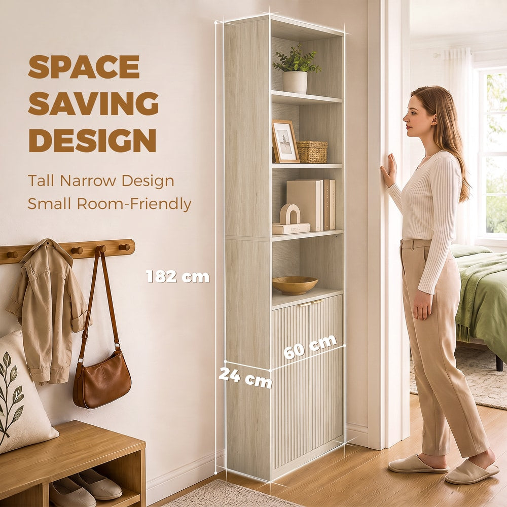 HOMCOM Bookcase in Oak Wood Effect