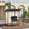 Outsunny 2.2 x 1.5 m BBQ Grill Gazebo Tent, Garden Grill with Metal Frame, Curved Canopy and 10 Hooks, Outdoor Sun Shade, Grey