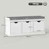 HOMCOM 3-Drawer Padded Shoe Bench with Breathable & Washable Linen-look Cover, White