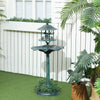 Outsunny 3-in-1 Garden Bird Bath, Freestanding Birdbath with Large Water Basin, Underneath Flower Planter, _50 x 113 cm, Green