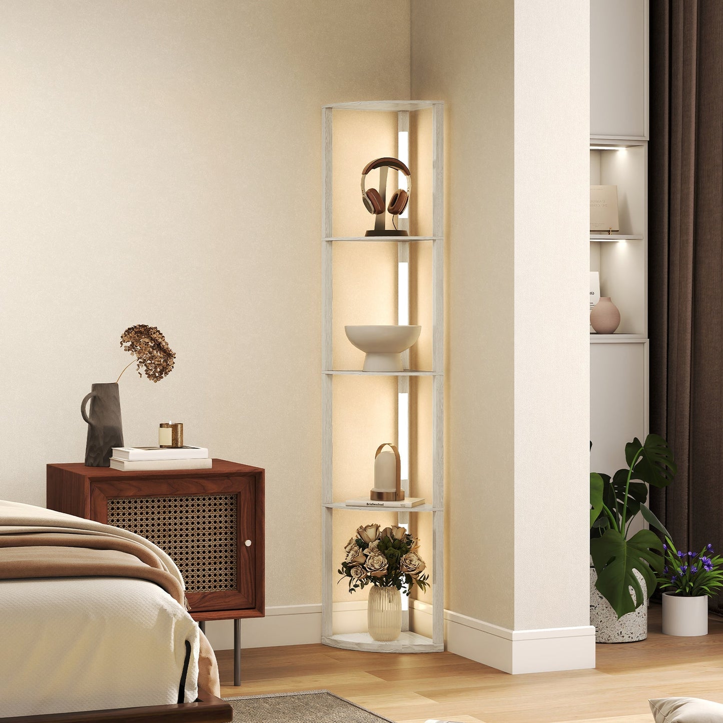 HOMCOM 4-Tier Corner Floor Lamp