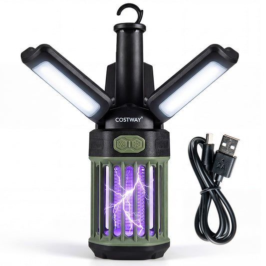 Outdoor Bug Zapper with a USB-C charging cable on a plain white background