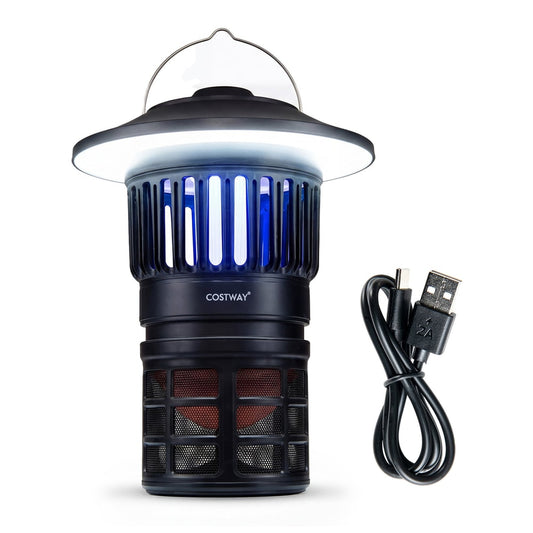 Outdoor Fly Trap with LED lantern and fan suction, with USB charging cable