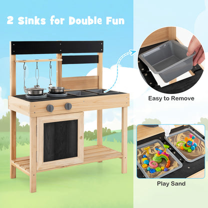 The play kitchen set showing the removable sinks and sand play area