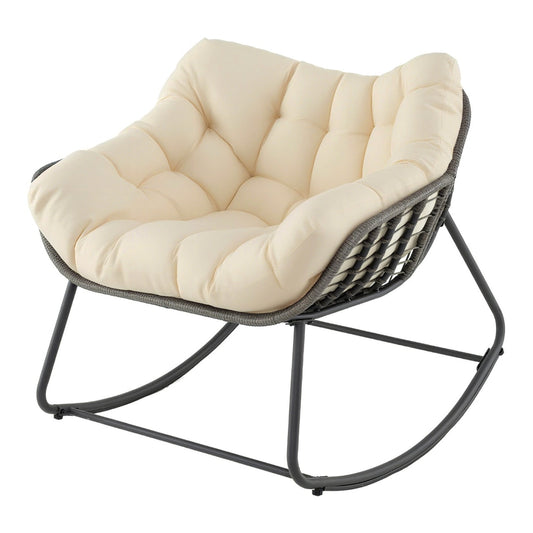 Outdoor Rocking Chair with Thick and Removable Cushion shown against a plain white background