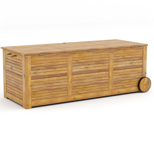 Outdoor Storage Box with 2 Wheels shown from the front on a white background