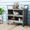 Outdoor Bar Cart 3-Tier Patio Rattan Storage Shelf Wicker Serving Table