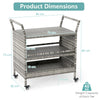 Outdoor Bar Cart 3-Tier Patio Rattan Storage Shelf Wicker Serving Table