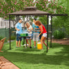 Outdoor Barbecue Canopy Tent Grill Gazebo with Side Awning-Brown